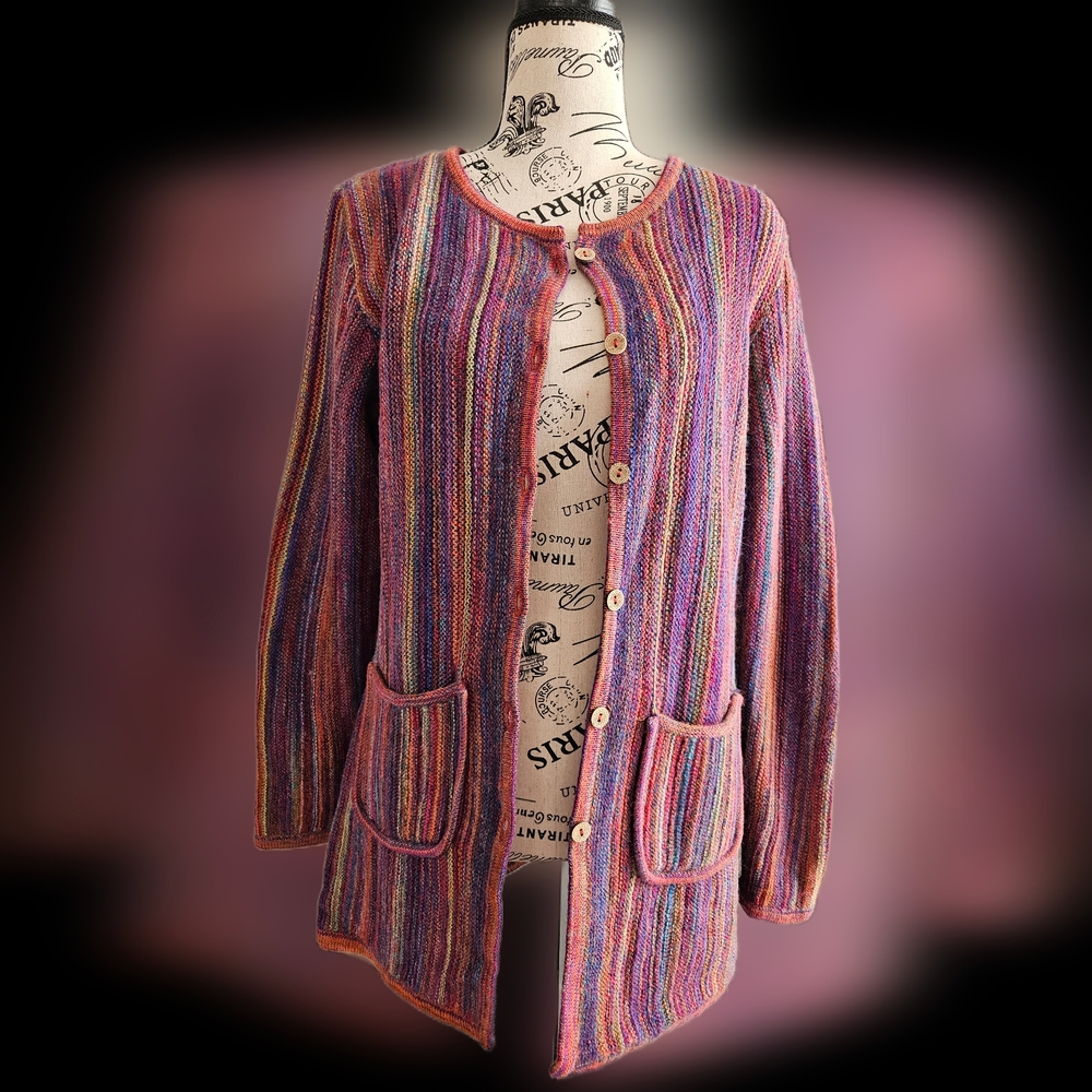 Alpaca Vibrant Striped Women's Cardigan